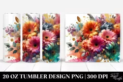 Abstract Vibrant Bouquet Gold Foil Colorful Gerbera 20 oz Product Image 1