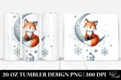 Whimsical Fox on Moon Clipart 20 Oz Tumbler Product Image 1