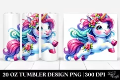Watercolor Vibrant Cute Unicorn Jumping Funny | 20 oz Product Image 1