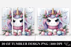 Cute Unicorn with Christmas Decor Clipart 20 Oz Tumbler Product Image 1