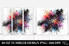 Colorful Black Watercolor Splash | 20 Oz Tumbler Product Image 1