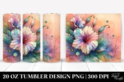 Abstract Morning Glory with Retro Frame, Transparent 20 Oz Product Image 1