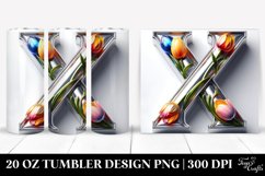 Shiny Silver Tulip Monogram | 20 Oz Tumbler Product Image 1