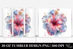 20 Oz Tumbler Sublimation | Shiny Hibiscus with Golden Foil Product Image 1