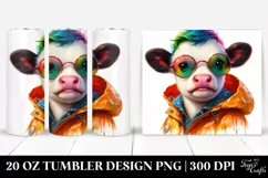 Baby Cow Playing with Raincoat | 20 oz Tumbler Product Image 1
