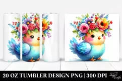 Vibrant Chicken with Flower Crown, 20 Oz Tumbler Product Image 1