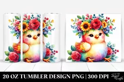 Vibrant Chicken with Flower Crown, 20 Oz Tumbler Product Image 1