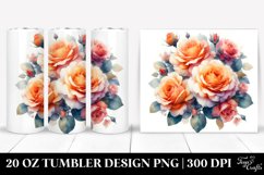 Orange Roses Watercolor Tumbler Design Product Image 1