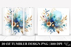 20 Oz Tumbler Sublimation | Colorful Blue Watercolor Splash Product Image 1