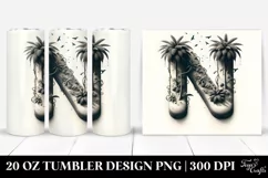 Letter N Palm Trees Monogram | 20 Oz Tumbler Product Image 1
