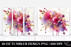 20 Oz Tumbler Sublimation | Glossy Watercolor Primrose with Product Image 1