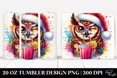 Winking Owl with Santa Hat | 20 oz Tumbler Product Image 1