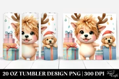 Golden Retriever with Reindeer Horns, PNG Product Image 1