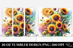 Vibrant Sunflower Drawing | 20 oz Tumbler Product Image 1