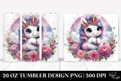 20 Oz Tumbler Sublimation | Cute Babyunicorn with Floral Product Image 1