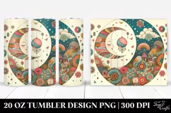 Vintage Postcard Style Colorful Half Moon Whimsical | 20 oz Product Image 1