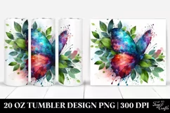 Vibrant Watercolor Butterfly Splashes. 20 Oz Tumbler Design Product Image 1
