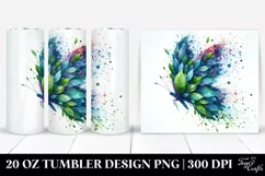 Vibrant Watercolor Butterfly Splashes. 20 Oz Tumbler Design Product Image 1
