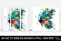 Vibrant Watercolor Butterfly Splashes. 20 Oz Tumbler Design Product Image 1