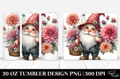 Watercolor Gnome with Flowers PNG Product Image 1
