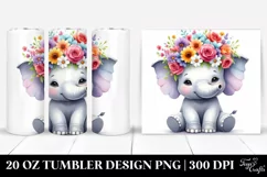 Vibrant Flower Crown,Colorful Elephant | 20 oz Tumbler Product Image 1
