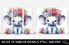 Vibrant Flower Crown,Colorful Elephant | 20 oz Tumbler Product Image 1