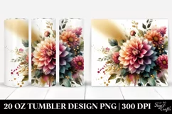 Vibrant Dahlia Bouquet Gold Foil Frame | 20 Oz Tumbler Product Image 1