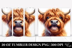 Watercolor Highland Cow Portrait | 20 Oz Tumbler Product Image 1