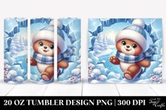 Cute Baby Bear Exiting Ice, Clipart 20 Oz Tumbler Product Image 1