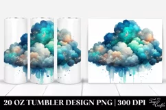Colorful Cyan Watercolor Cloud Tumbler Product Image 1