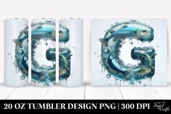Shiny Tumbler With Sea Bass and Monogram | 20 Oz Tumbler Product Image 1