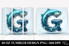 Shiny Tumbler With Sea Bass and Monogram | 20 Oz Tumbler Product Image 1