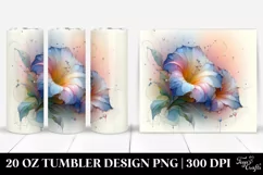 Glossy Morning Glory Watercolor Art Clipart 20 Oz Tumbler Product Image 1