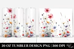 Centered Watercolor Wild Flowers with Surrounding Space | 20 Product Image 1
