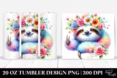 Vibrant Flower Crown,Colorful Sloth | 20 oz Tumbler Product Image 1