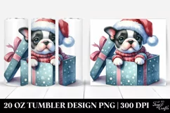 Expressive Winter Boston Terrier Watercolor PNG Product Image 1