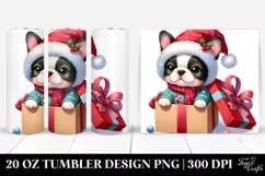 Expressive Winter Boston Terrier Watercolor PNG Product Image 1