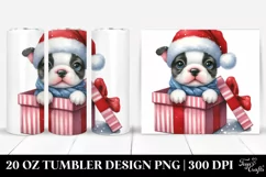 Expressive Winter Boston Terrier Watercolor PNG Product Image 1