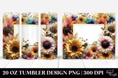 Colorful Gold Foil Sunflower Frame | 20 Oz Tumbler Product Image 1