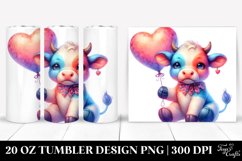 Colorful Baby Cow Heart Balloon. 20 Oz Tumbler Design Product Image 1