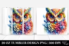 Abstract Vibrant Wood Owl. 20 Oz Tumbler Design Product Image 1