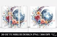 Vibrant Half Moon with Flowers 20 Oz Tumbler Product Image 1