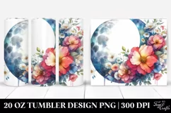 Vibrant Half Moon with Flowers 20 Oz Tumbler Product Image 1