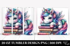 Colorful Baby Unicorn Books. 20 Oz Tumbler Design Product Image 1