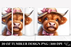 Highland Cow Watercolor Portrait With Sun Hat | 20 Oz Product Image 1