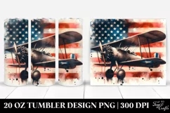 Watercolor Vintage Dirty Biplane with Stars | 20 oz Tumbler Product Image 1