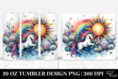 Colorful Unicorn Whimsical Watercolor | 20 Oz Tumbler Product Image 1