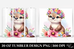 Vibrant Otter with Flower Crown, 20 Oz Tumbler Product Image 1