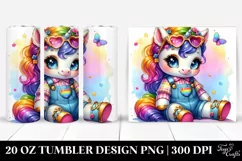 Cute Baby Unicorn Sitting Dressed | 20 oz Tumbler Product Image 1