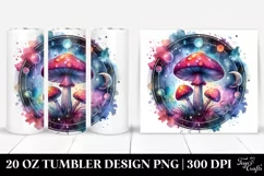 Vibrant Magical Mushroom Clipart, Transparent 20 Oz Tumbler Product Image 1